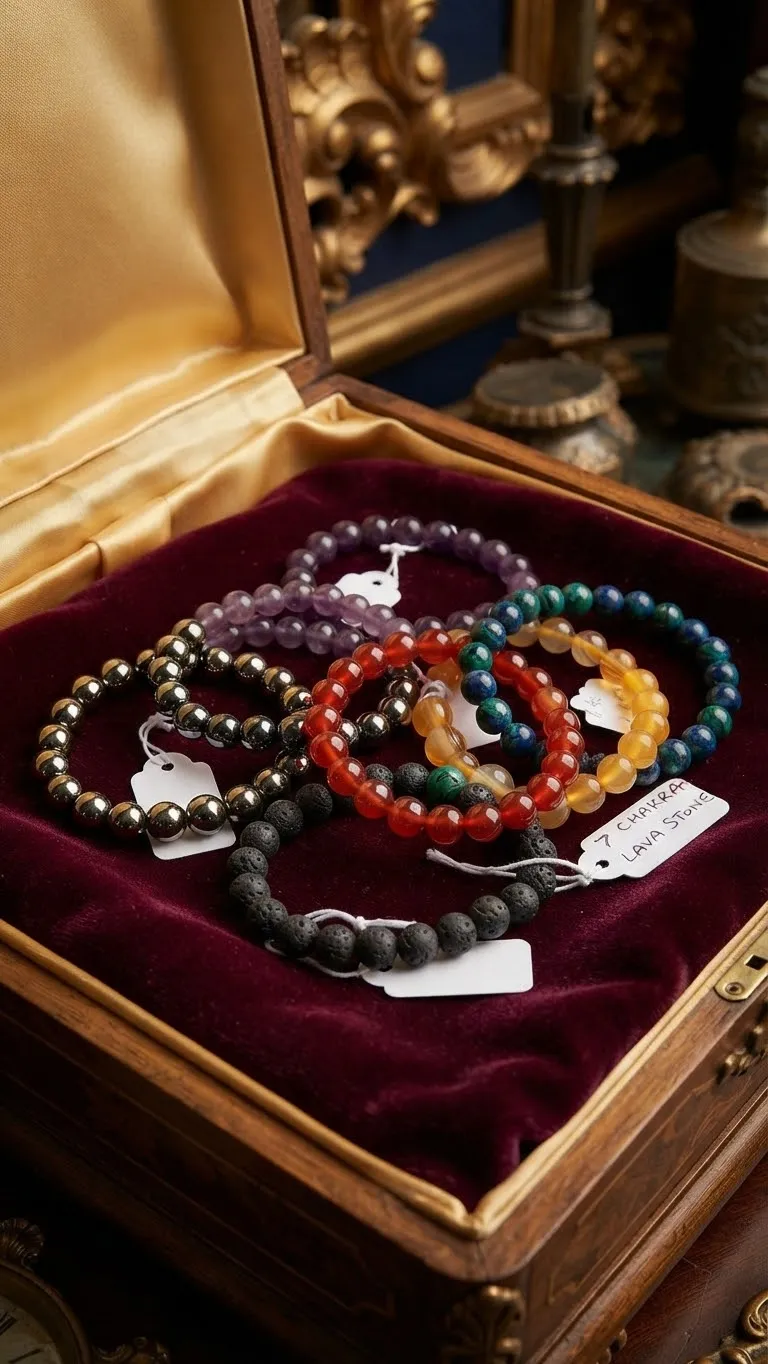 7-Chakra Lava Stone Bracelet, 8mm — view 2