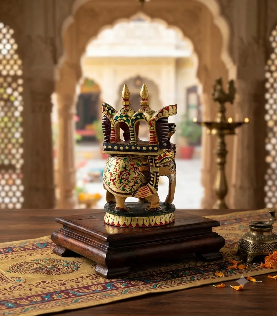 4-Inch Wooden Ambari Elephant King Ride — view 2