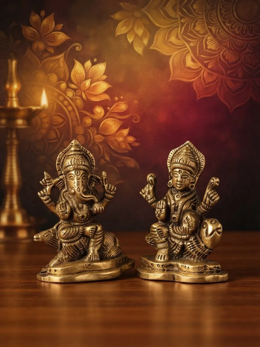 Brass Ganesh Lakshmi Pair