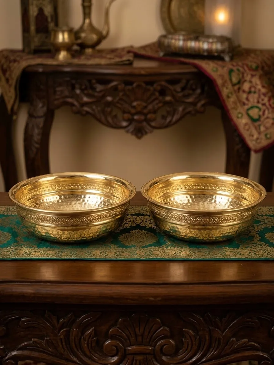Brass Hammered Urli Bowls