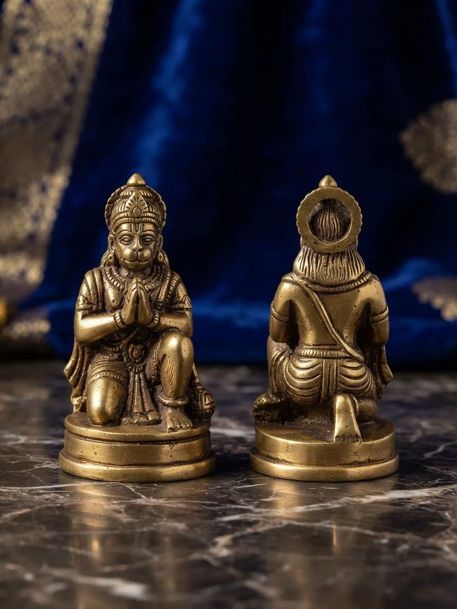Brass Kneeling Hanuman Figurine