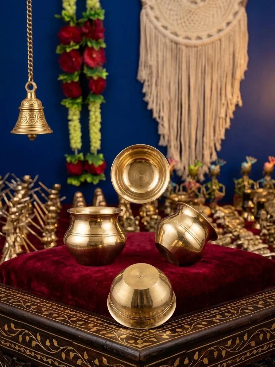 Brass Mini Pooja Essentials Set