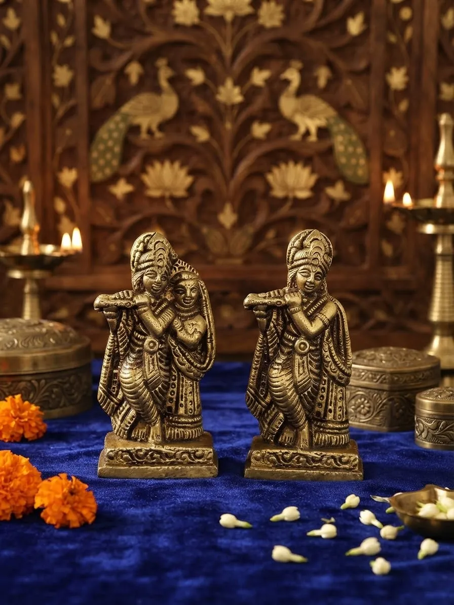 Brass Radha Krishna Standing Pair