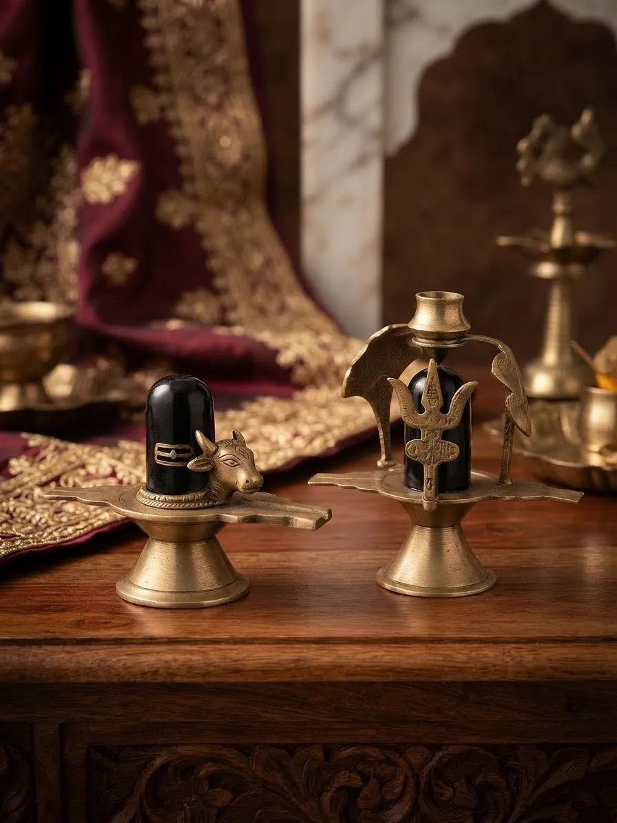 Brass Shivling Duo