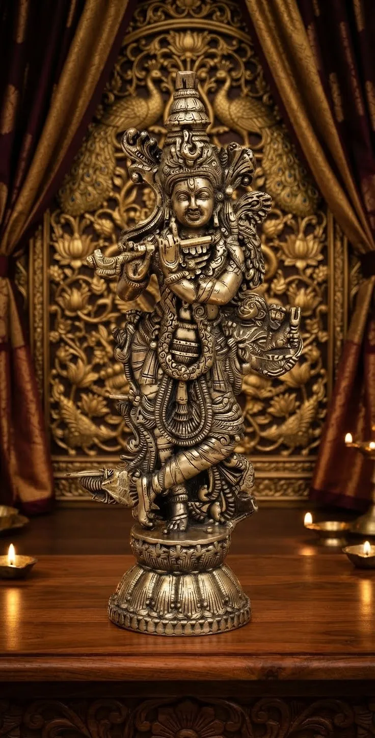Brass Standing Krishna with Flute