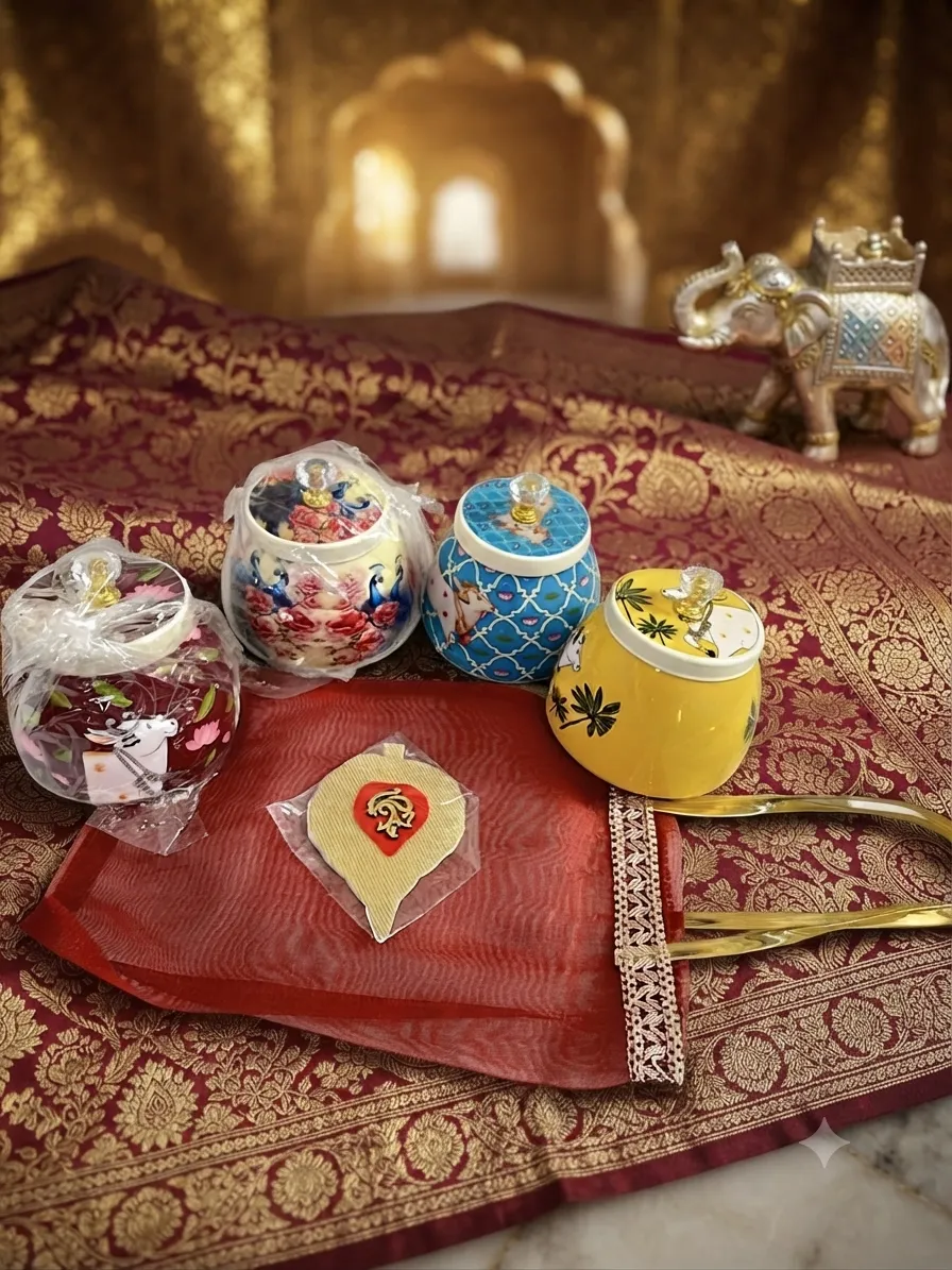 Hand-Painted Ceramic Trinket Jar Gift Set