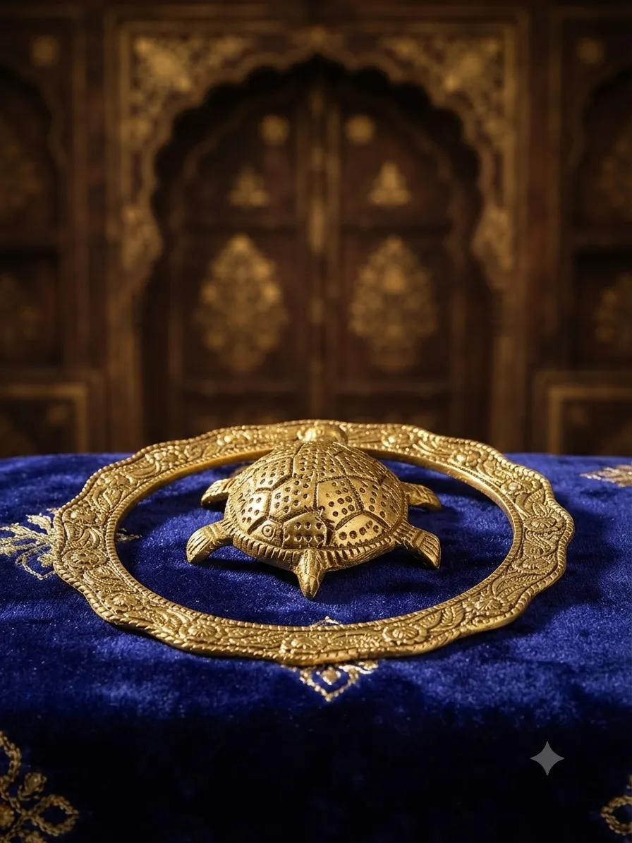 Gold Metal Tortoise with Glass Plate