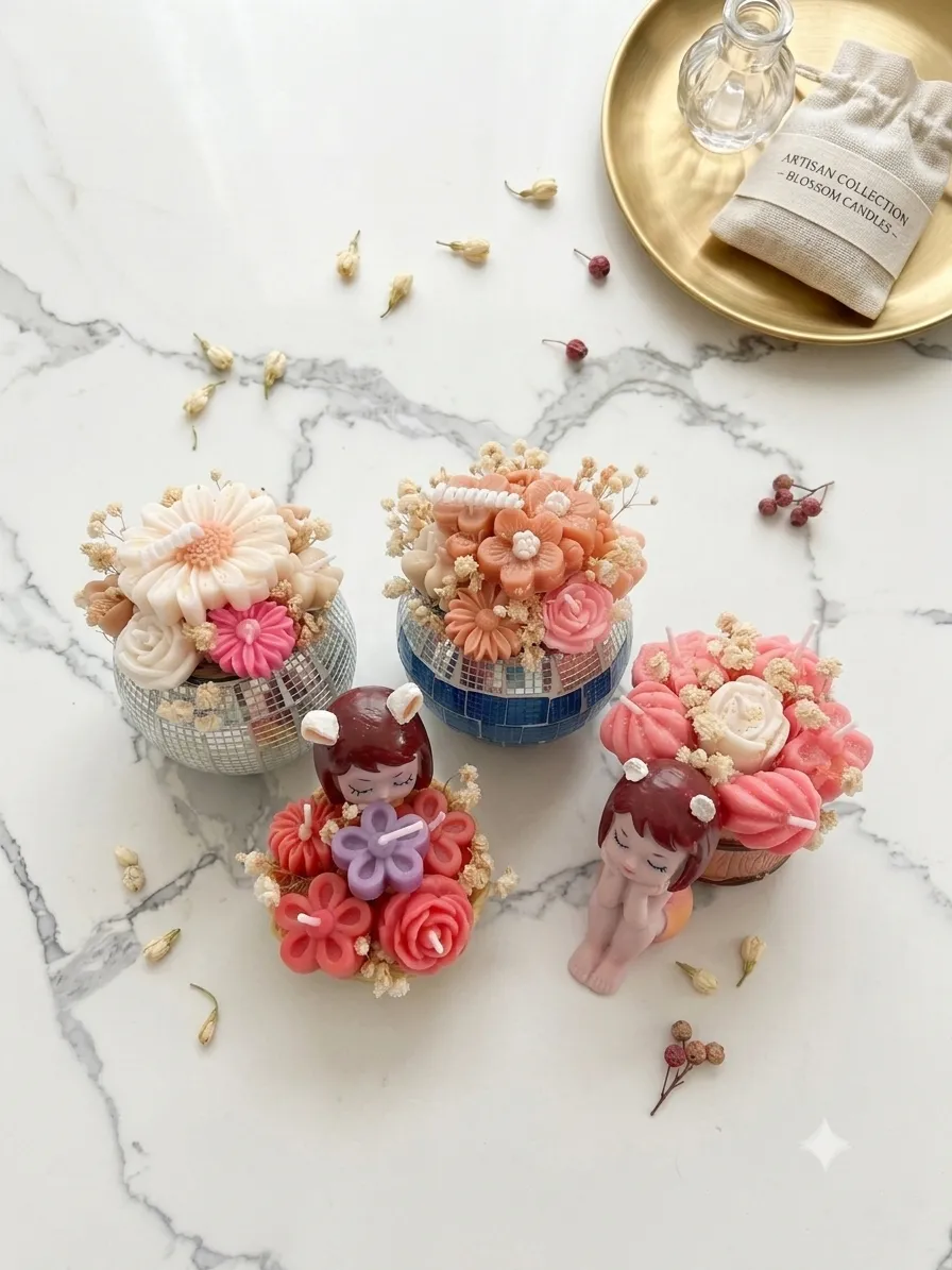 Disco Ball Flower Bouquet Candle