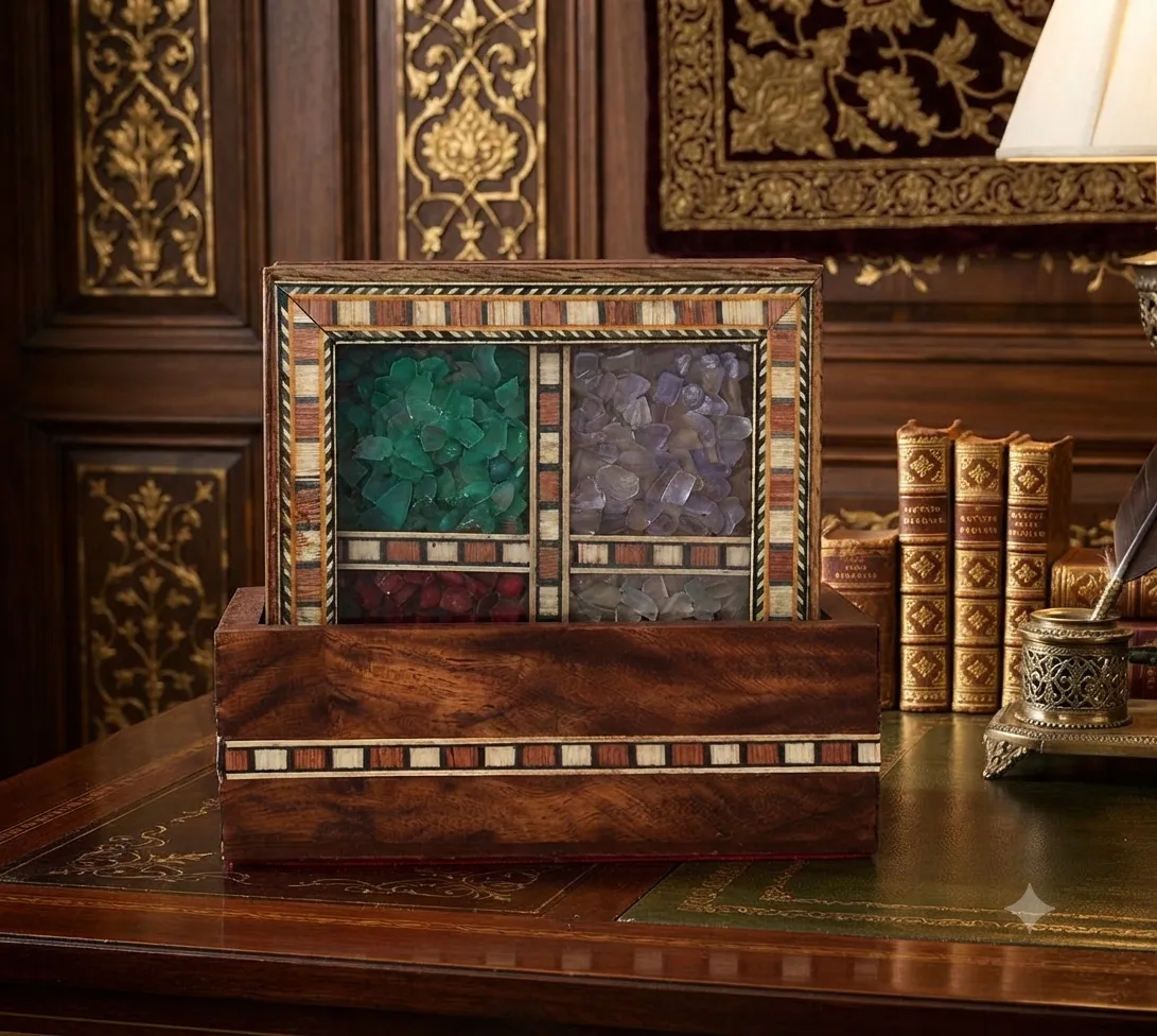 Gemstone-Inlay Mosaic Trinket Box