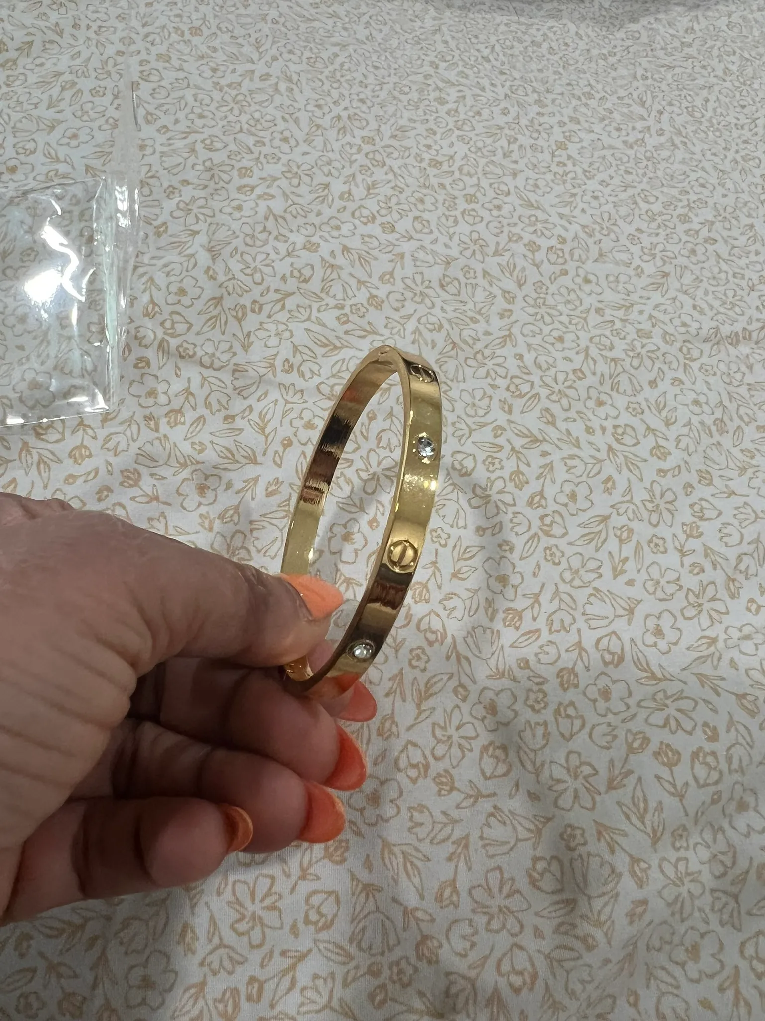Gold Screw-Detail Bangle Bracelet — view 2