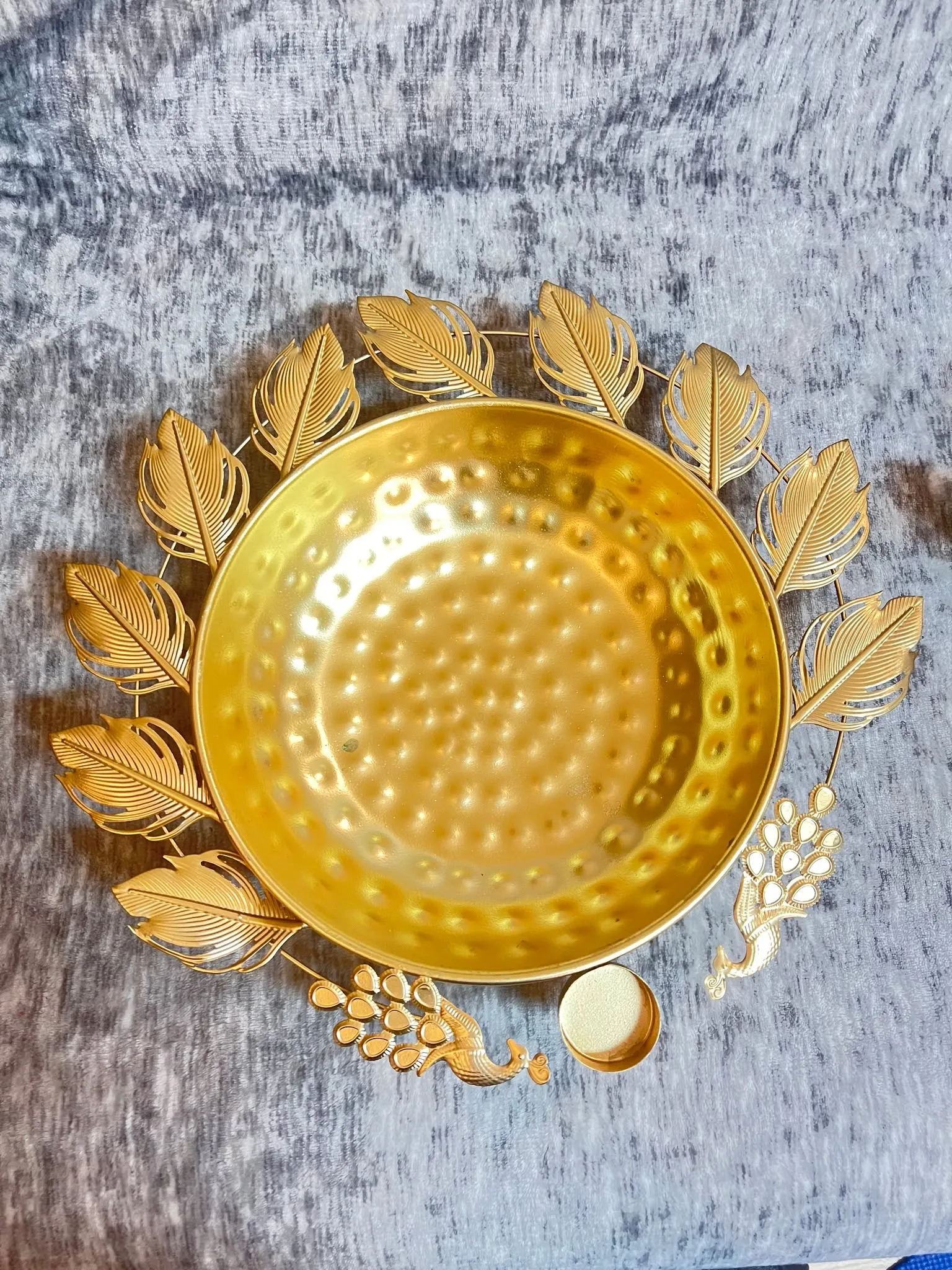 7-Inch Golden Urli with Peacock Design — view 2