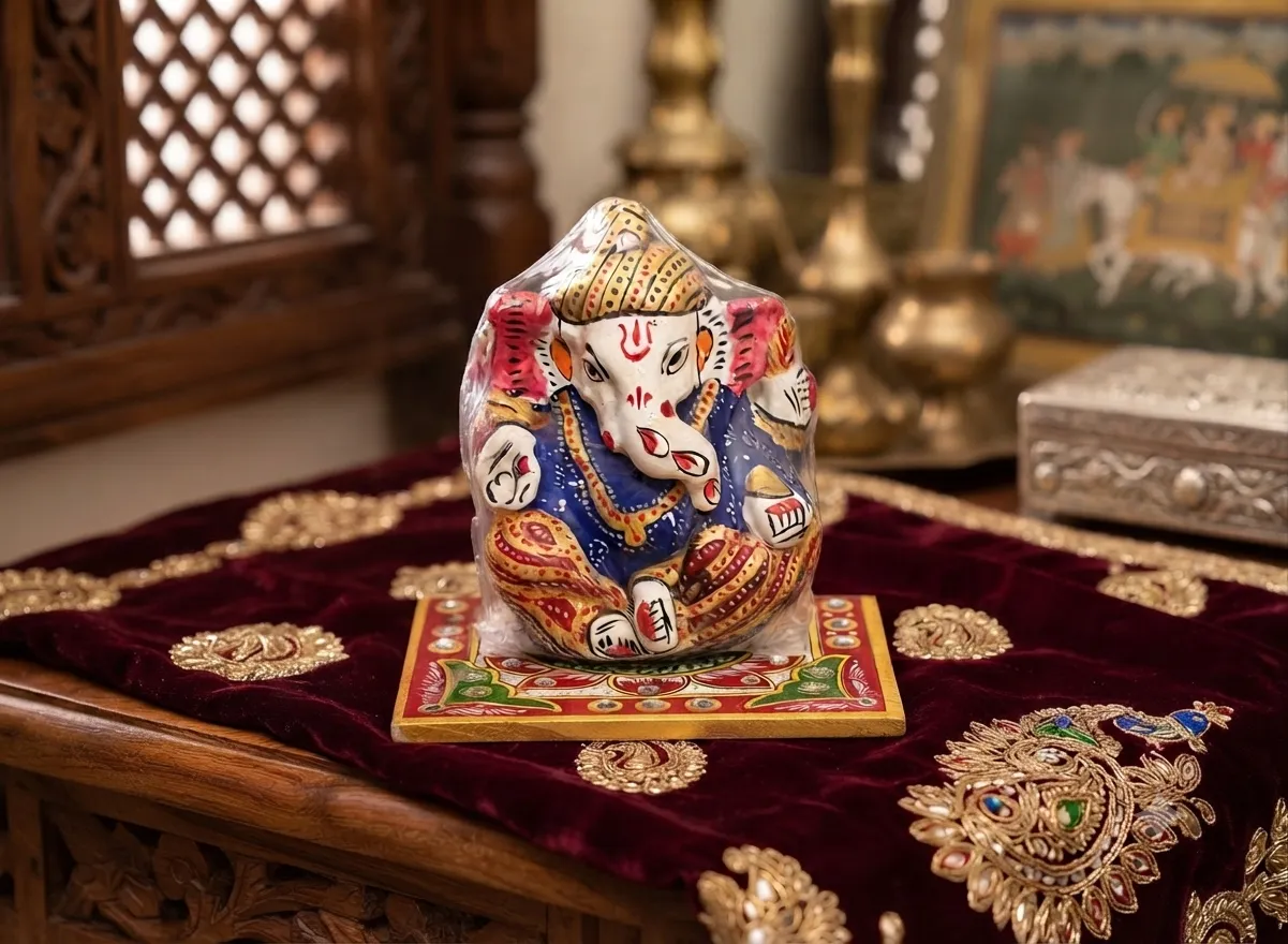 Marble-Finish Ganesha Idol