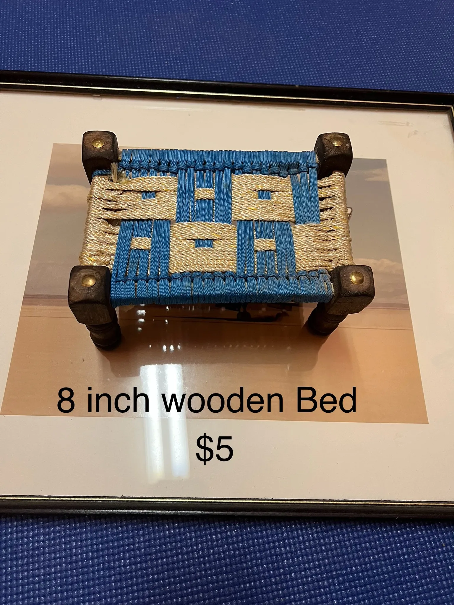 8-Inch Handcrafted Mini Wooden Bed
