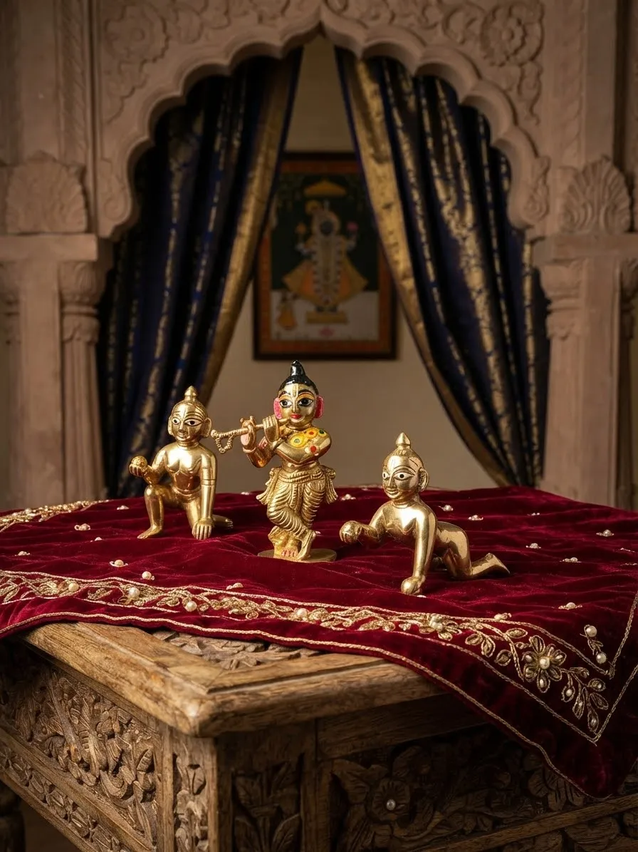 Hand-Painted Crawling Krishna Figurine Set — view 2