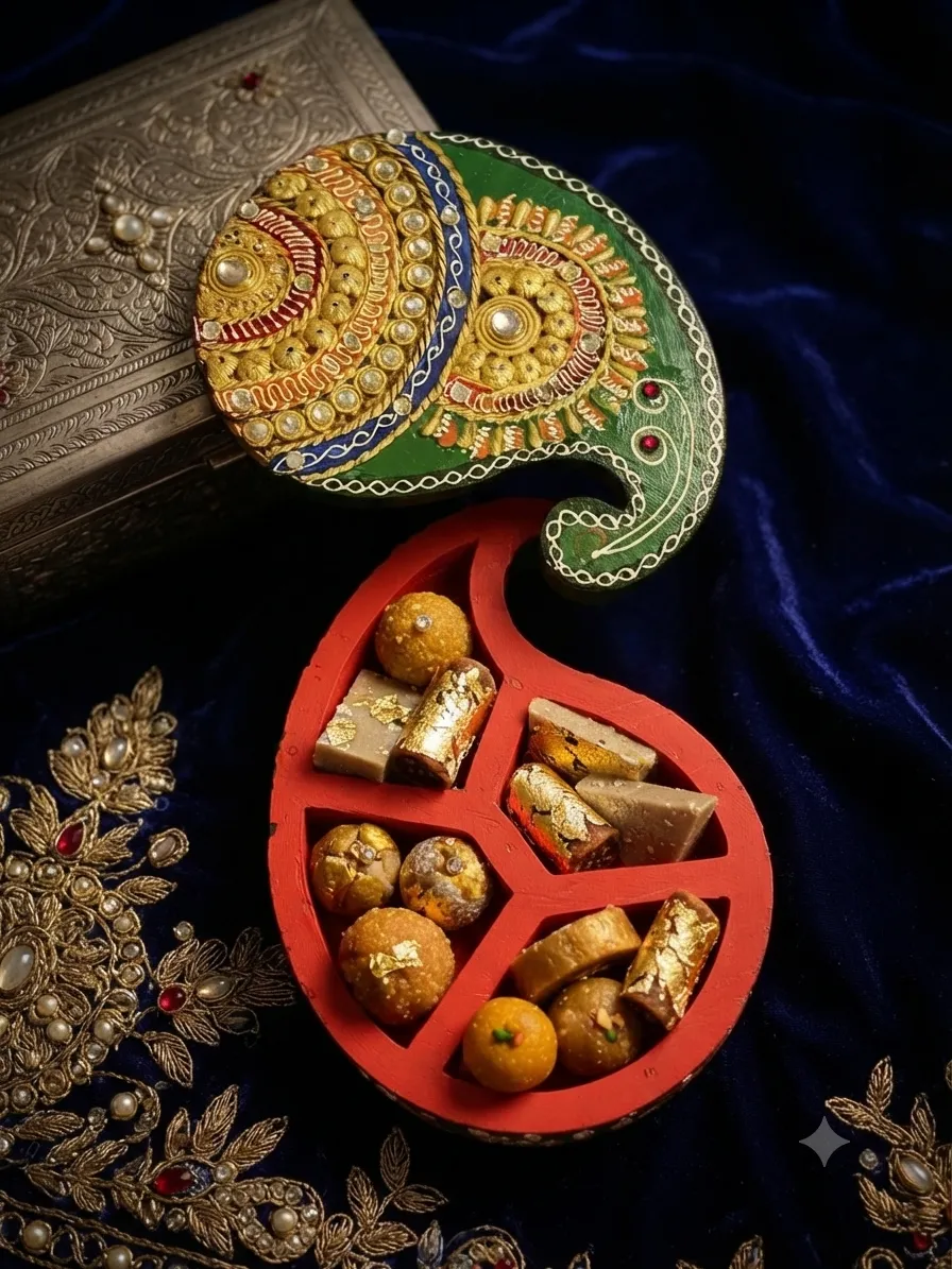 Paisley Wooden Mithai Box