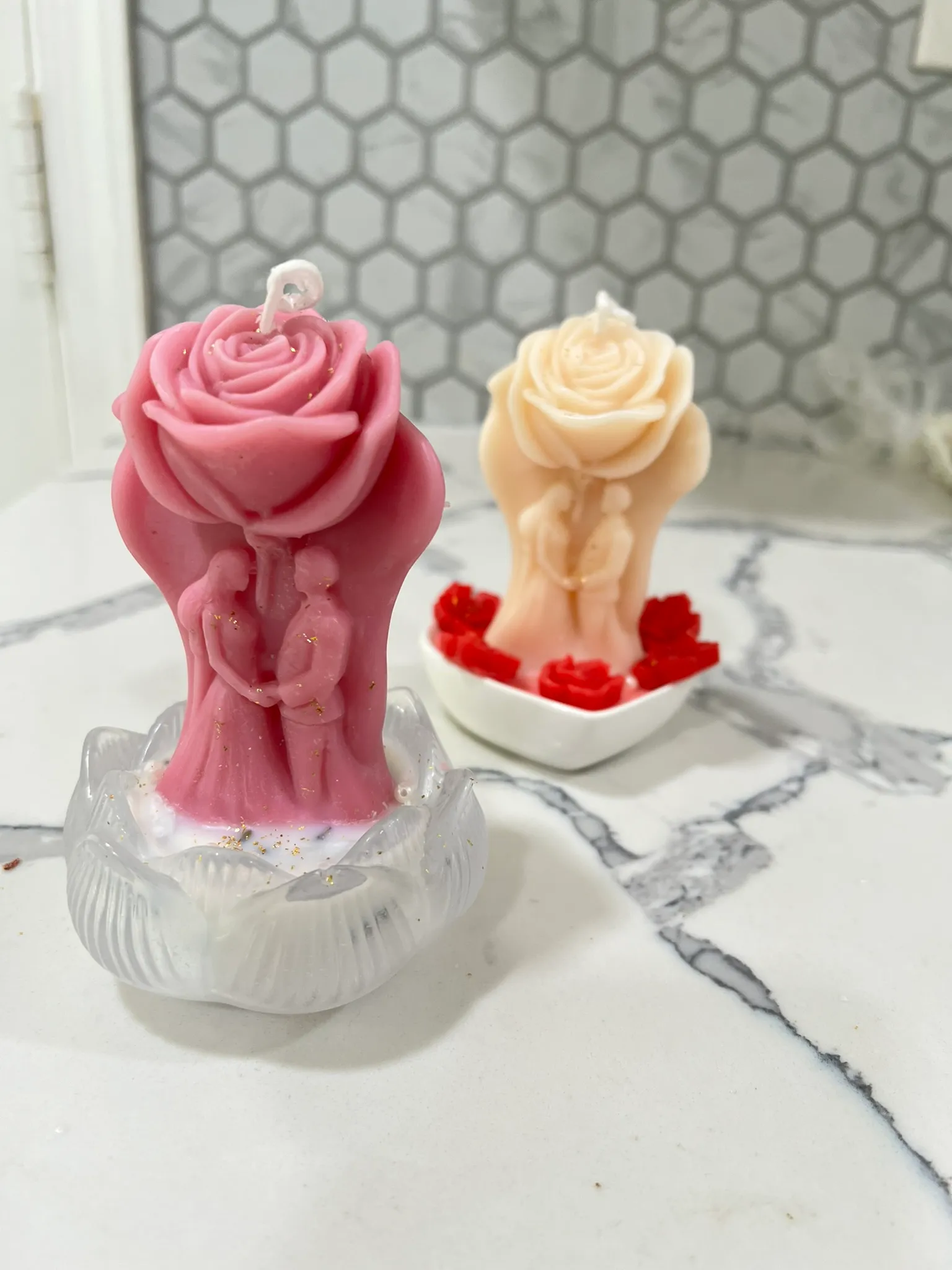 Rose & Couple Silhouette Candle