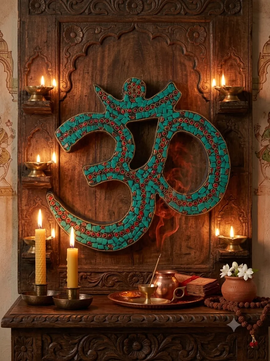 Turquoise Mosaic Om Wall Hanging
