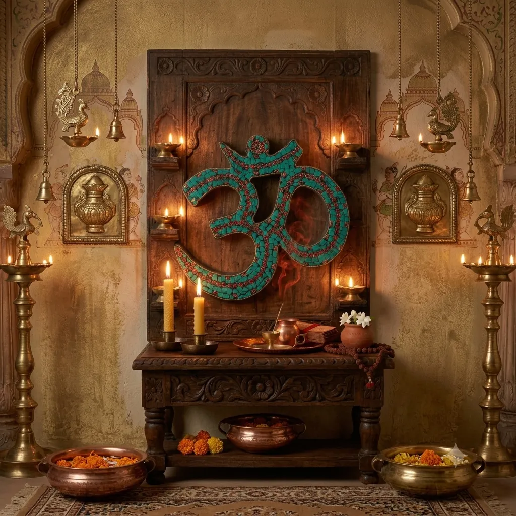 Turquoise Mosaic Om Wall Hanging — view 2